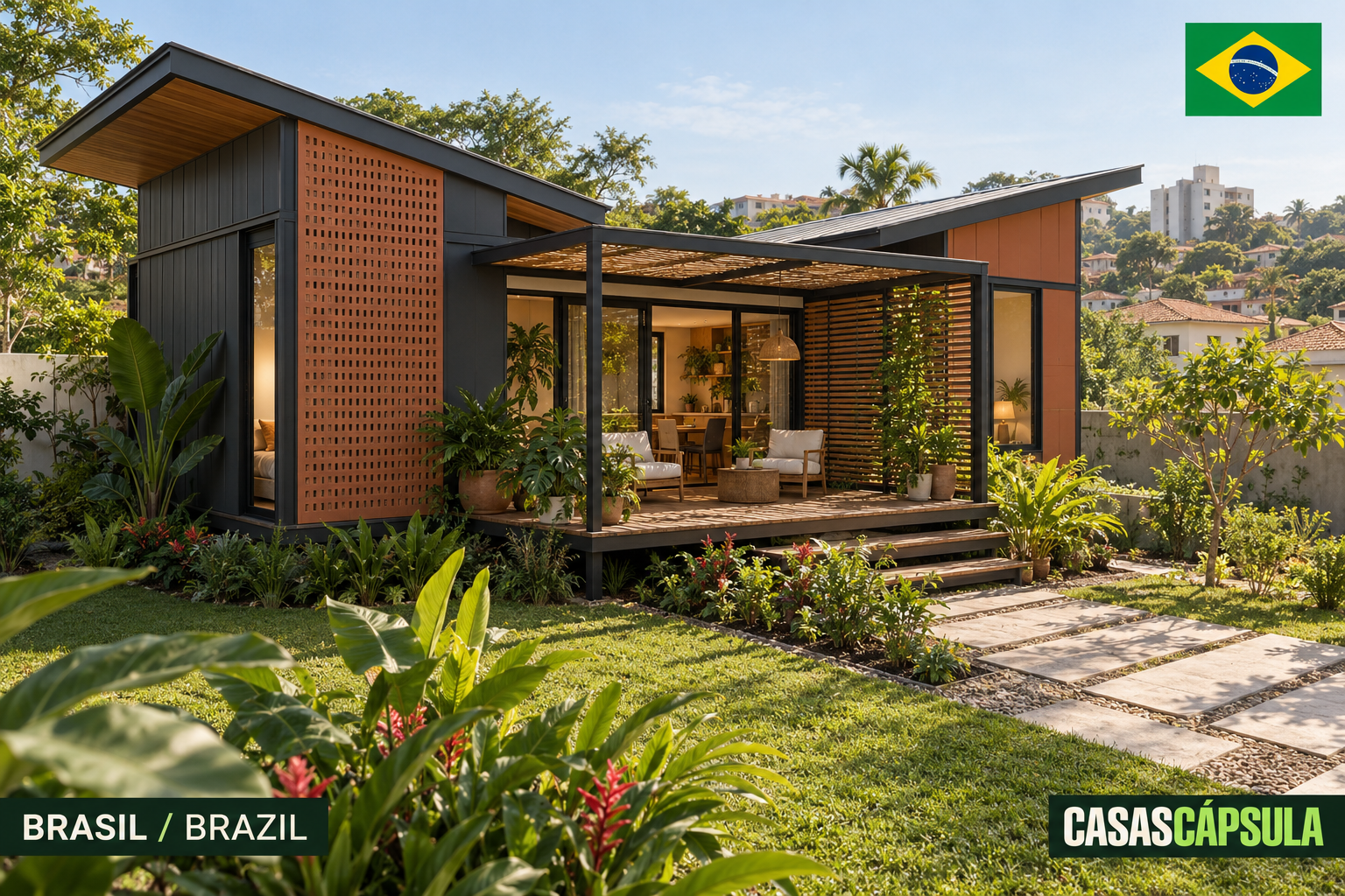 Vivienda industrializada en Brasil — ilustración editorial